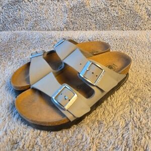 Papillio Birkenstock Vegan Cork Arizona Sandals Gray Platform EU 36 NEW US 5-5.5